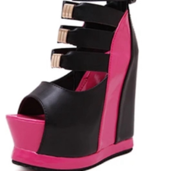 Peep Toe Platform Wedge Sandals Ankle Strap Zipper High Heels Party Shoes - Picture 9 of 10